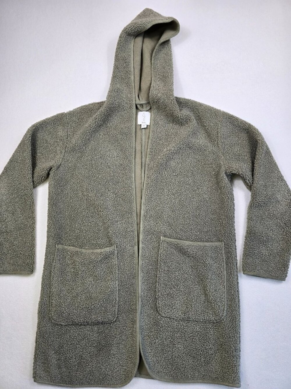 Joie S/P Hooded Sherpa Fleece Open Front Cardigan Jacket Coat Green